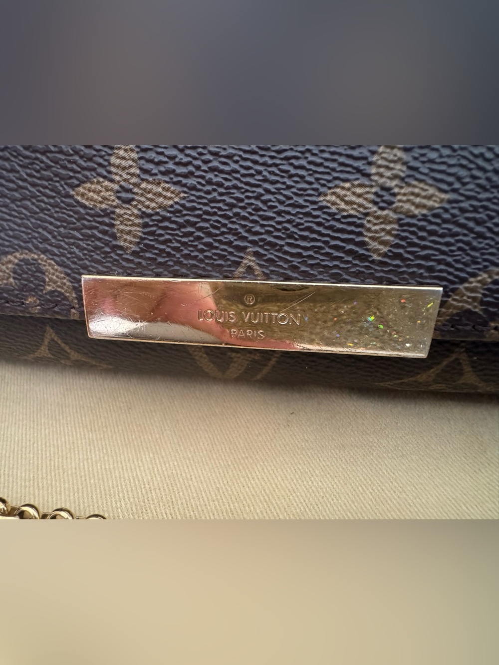Louis Vuitton Favorite PM Monogram Canvas Brown & Gold Chain Crossbody Bag - Picture 5 of 15